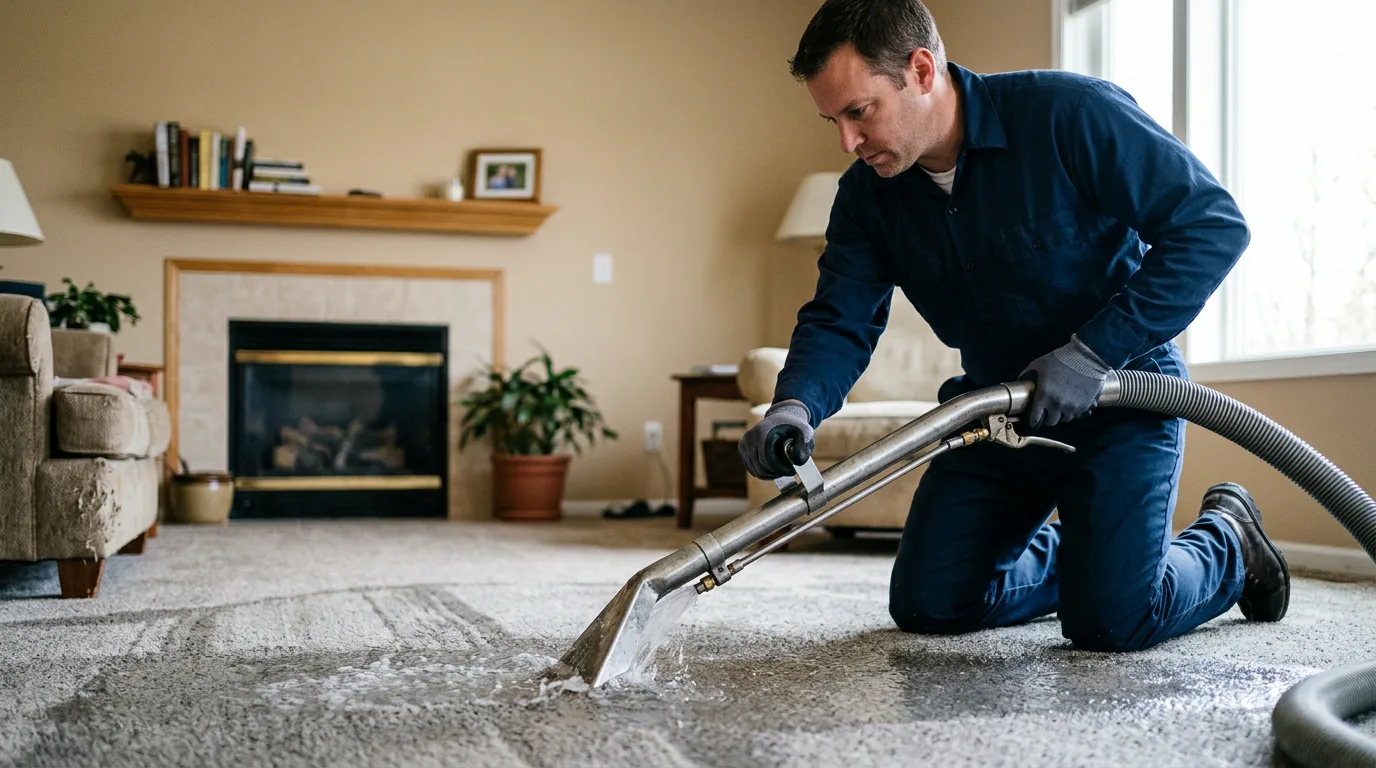 Water damage restoration technician working near Moretown, VT